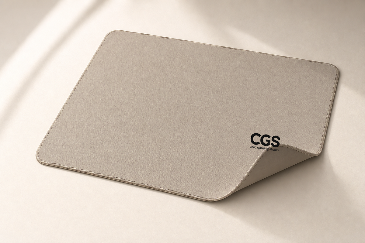 AERO-S Speed Pro khaki gaming mousepad with matching stitched edge and solid silicone base