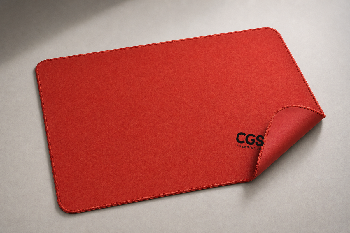 AERO-S Speed Pro red gaming mousepad with matching stitched edge and solid silicone base