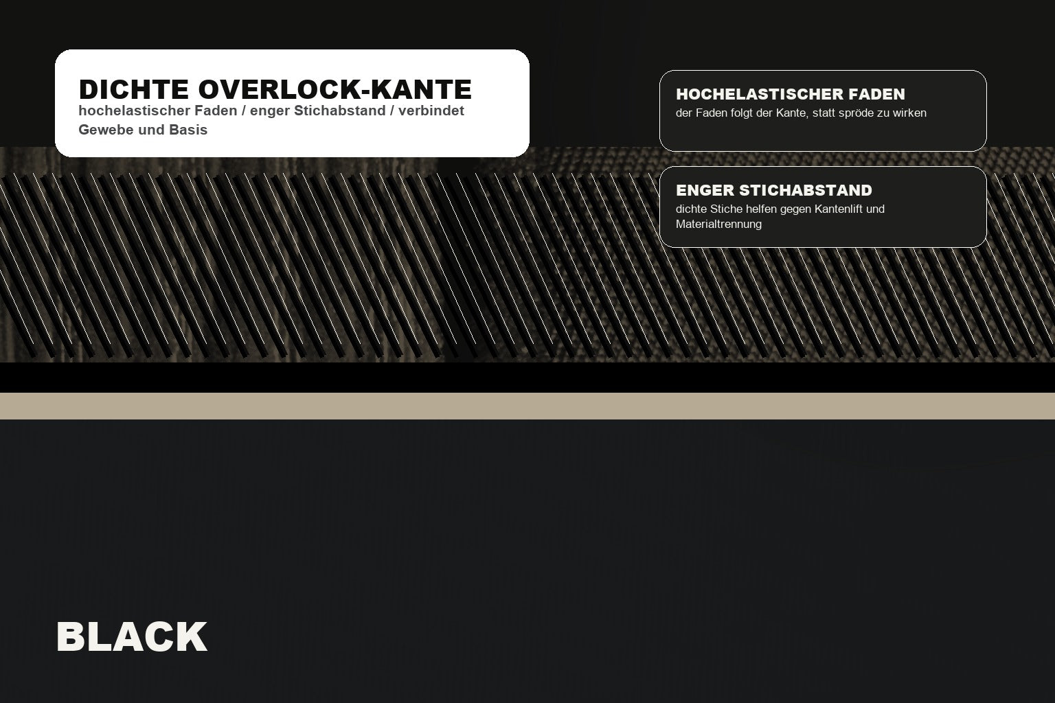 Makroansicht der flachen Overlock-Kante