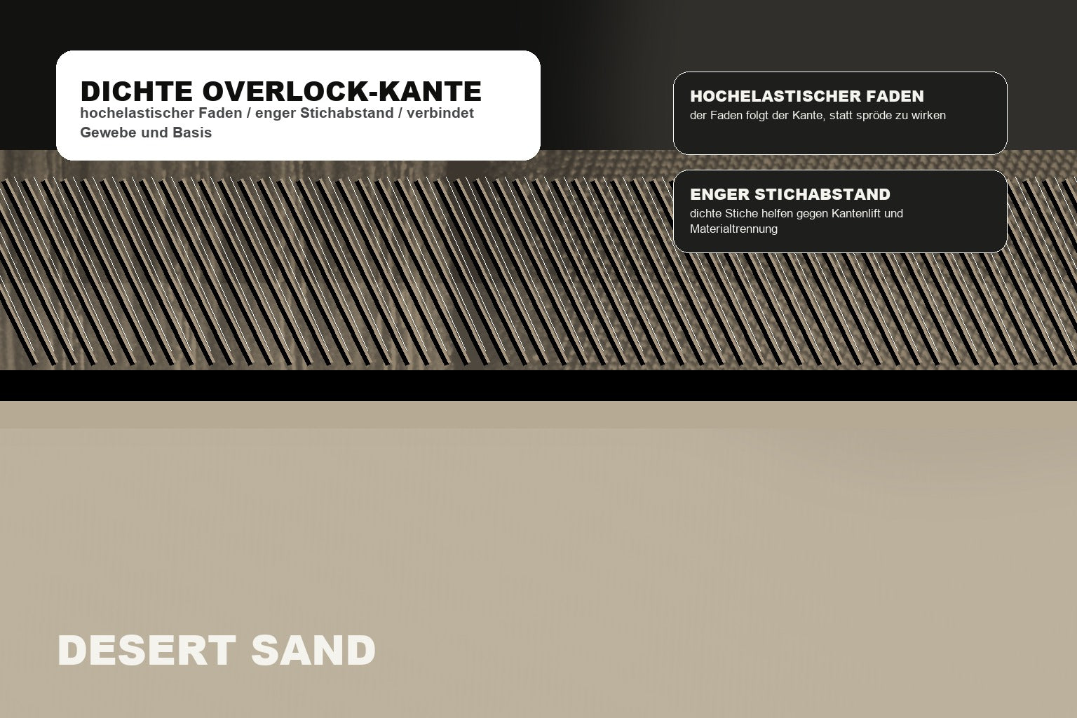 Makroansicht der flachen Overlock-Kante