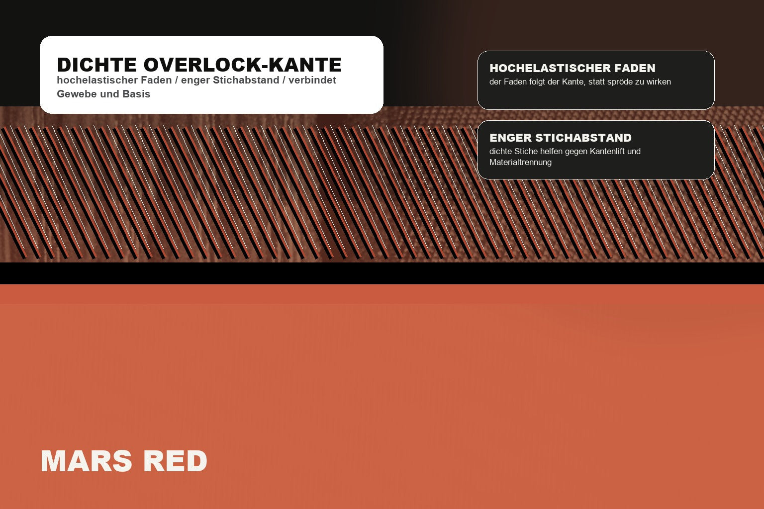 Makroansicht der flachen Overlock-Kante